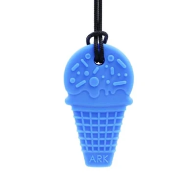 Afbeelding van ARK® Kauwketting in verschillende diktes en vormen met instelbare afscheurlijn ATC onderhoudsinstructies Sensory Ketting, bijtblok, kauwen, tanden, autisme (ijswafel, extra vast blauw)
