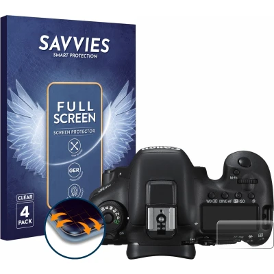 Afbeelding van Savvies Screenprotector voor Canon EOS 7D Mark II (Schouderdisplay) Folie Beschermfolie transparant volledig dekking (4 Stuks)