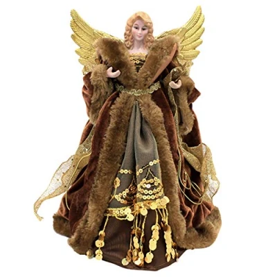 Afbeelding van The Christmas Workshop 81840 Angel kerstboom Topper / 32 cm hoog, koper en goudkleurig, binnen kerstdecoratie