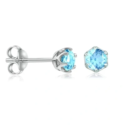 Afbeelding van SILVEGO JJJ1032TS Dames 925 Sterling Zilver Oorbellen met Echte Blauwe Topaas Swiss 4mm Oorknopjes