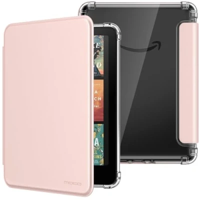 Afbeelding van MoKo Case for All new 7&quot; Kindle Paperwhite 12th Generation 2024&amp;Kindle Colorsoft Signature Edition 2024, Ultra Clear Soft Flexible Transparent TPU Back Cover Light Shell with Auto Wake/Sleep,Rose Gold