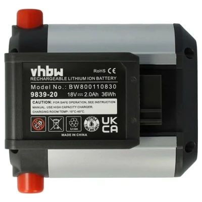 Afbeelding van vhbw Accu compatibel met Gardena draadloze telescopische heggenschaar THS Li 18/42 (8881 20) vervangt BLi 18 (9840 20, 9839 (Li Ion, 2000mAh, 18V)