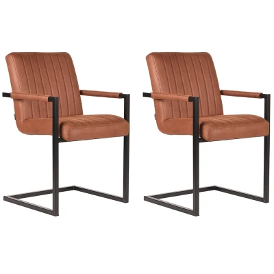 Afbeelding van LABEL51 Eetkamerstoel Milo Cognac Microfiber Majorr