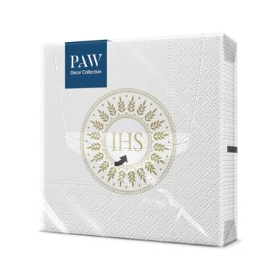 Afbeelding van PAW Papieren Servetten 3 laags (33 x 33 cm) 20 Stuks Perfect voor Communie, Confirmatie, Doop Ideaal Jongens &amp; Meisjes Tafeldecoratie Elegante Gezegende Tijd Goud