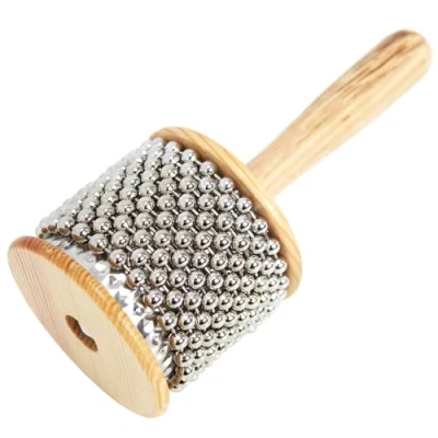 Afbeelding van A Star Cabasa Afuche Shaker met houten kralen 7 cm diameter, klein Handpercussie instrument