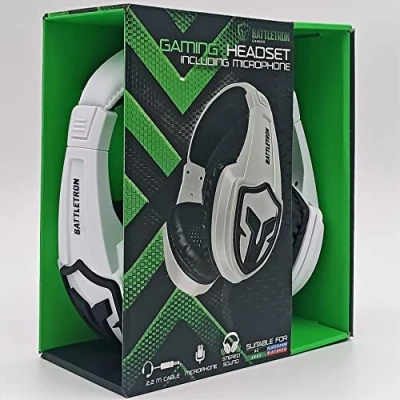 Afbeelding van Battletron Gaming headset, bedraad, wit en zwart, met microfoon