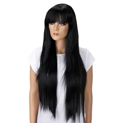 Afbeelding van CAISHA Pruik Volumineus Lang Haar Cosplay Theatershow Glad Zwart FZ502d