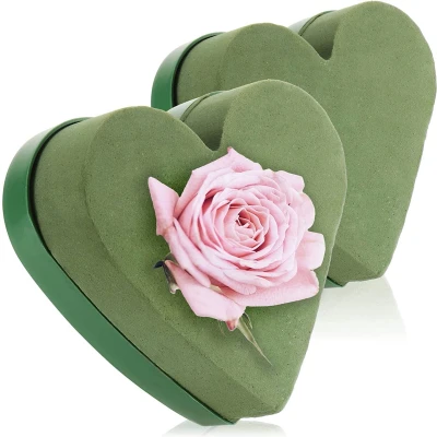 Afbeelding van potgrond voor bloemstukken in hartvorm steekschuim verse bloemen spons knutselen bruiloft, Pasen en verjaardag