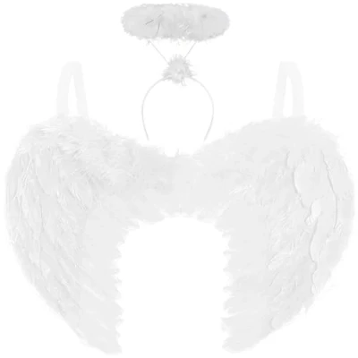 Afbeelding van Redstar Fancy Dress Engelenkostuum; met vleugels en diadeem aureool; wit; voor Halloween