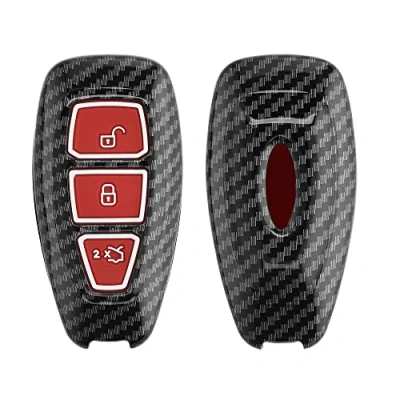 Afbeelding van kwmobile hoes voor autosleutel geschikt Ford 3 knops Keyless Go Autosleutelbehuizing in rood / zwart Carbon design