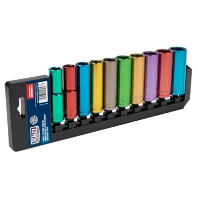 Afbeelding van Sealey AK288D Multi coloured Socket Set 10pc 1/2&quot;sq Drive 6pt Deep Metric