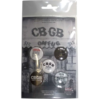 Afbeelding van CBGB Logos Badge/button Set van 5 Multicolours