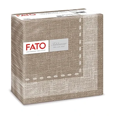 Afbeelding van Fato Droogpapieren servetten, airlaid, stoffen effect, 50 stuks afmetingen 40 x gevouwen in 4, design cashmere koffie