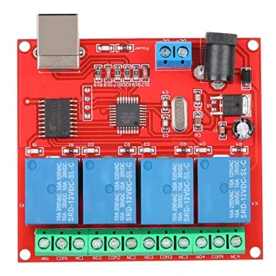 Afbeelding van Relaismodule, 4 kanaals 12V computer USB Smart Switch module, PC relaisschakelaar Controller relaismodule uitbreidingskaart