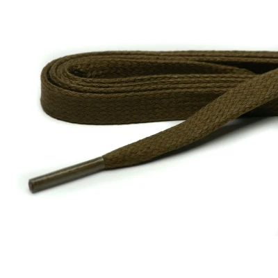 Afbeelding van Cordial schoenveters Legergroen wax Plat veterlengte 120 cm 7 mm breed 6 8 gaatjes