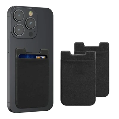 Afbeelding van kwmobile opplakbare pasjeshouder voor Kreditkarten Stoffen plakwallet van 5,7 x 8,9 cm Tot 5 kaarten in zwart/zwart/zwart