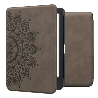 Afbeelding van kwmobile e reader hoesje compatibel met Kobo Clara BW/Colour Kunstleren ereader cover stand Opkomende Zon in grijs