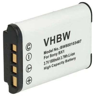 Afbeelding van vhbw 1 x accu compatibel met Sony Cybershot DSC HX90, RX1, HX90V, HX99, RX100, HX95 camera (1000 mAh, 3,6 V, Li Ion)