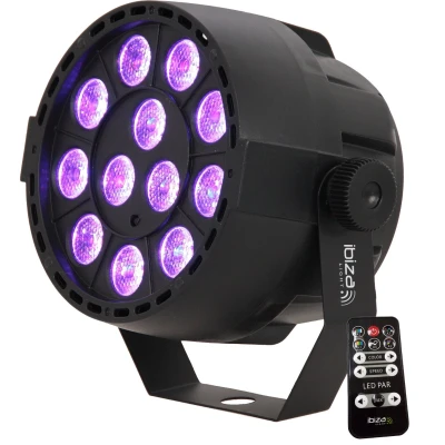 Afbeelding van LED spot RGB Multikleur 12 x 3W met afstandsbediening