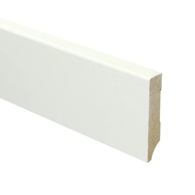 Afbeelding van PVC MDF Moderne plint 70x15 verkeerswit voorgelakt RAL 9016 Vloer Wit Lab21
