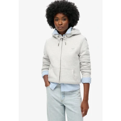 Afbeelding van Superdry Vrouwen Essential Hoodie met Rits en Borgvoering Lichtgrijs Grootte: 42