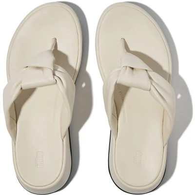 Afbeelding van FitFlop F Mode Knot Soft Leather Flatform Toe Post Sandals BEIGE Maat 36