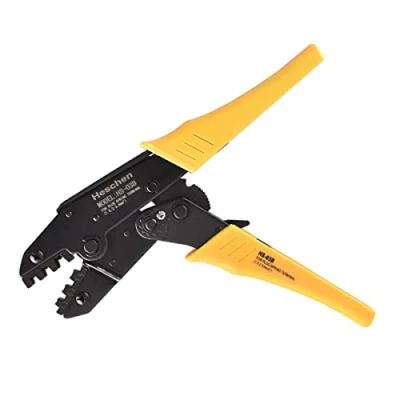 Afbeelding van Heschen Rateltang, HS 03B, niet geïsoleerde klemmen en krimpgereedschap, gebruik voor 1,5 6 mm² (15 10 AWG), geel