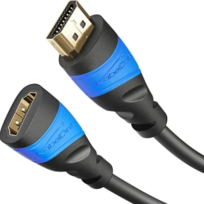 Afbeelding van KabelDirekt HDMI Verlengkabel met speciale A.I.S. afscherming 1 m (4K@60Hz voor verbluffend Ultra HD, Extender PS4/PS5/Xbox, compatibel 2.0/1.4, ARC, Highspeed Ethernet)