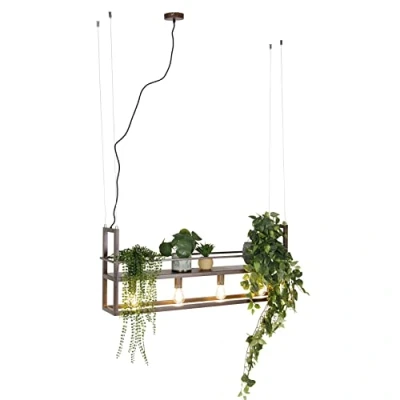 Afbeelding van QAZQA cage rack Industriele Hanglamp voor boven de eettafel in eetkamer 4 lichts L 100 cm Roestbruin Industrieel Woonkamer Slaapkamer Keuken