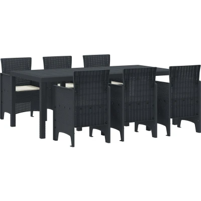 Afbeelding van vidaXL Tuin Eettafel Set 7 pcs Antraciet 200 x 100 73 cm