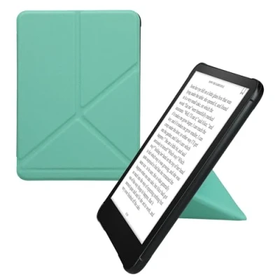 Afbeelding van kwmobile E reader hoesje geschikt voor Amazon Kindle Paperwhite (2024)/Colorsoft hoes Ereader flip case met standaard cover van kunstleer In mintgroen