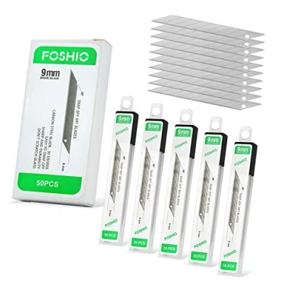 Afbeelding van FOSHIO 50 stuks 9 mm reservemessen voor cuttermes, tapijtmes, afbreekmessen van koolstofstaal