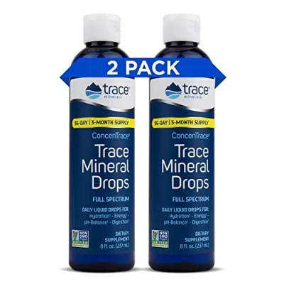 Afbeelding van Trace Minerals ConcenTrace Druppels 72+ Mineralen, ionisch vloeibaar magnesium, chloride, kalium Laag natriumgehalte Energie, Elektrolyten, Hydratatie (237 ml x 2) 2 pakketten