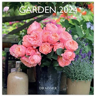 Afbeelding van DRAEGER PARIS Grote wandkalender tuin/kantoor/huis/maandelijkse kalender 2024 om op te hangen, 29 x cm, 16 maanden sept 23 tot december 24, 7 talen, decoratie, organisatie FSC® gecertificeerd
