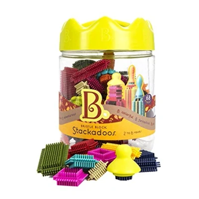 Afbeelding van B. toys Stem Borstelblokken, 68 delig, bouwstenen, om in elkaar te steken, met opbergen, babyspeelgoed vanaf 2 jaar
