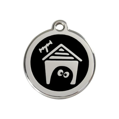 Afbeelding van Dog House Black roestvrijstalen hondenpenning medium/gemiddeld dia. 3 cm RedDingo