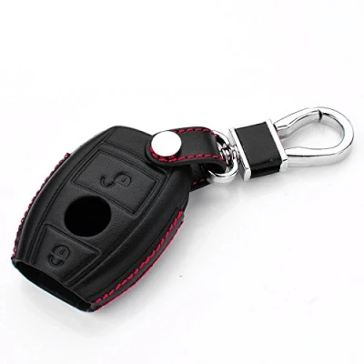 Afbeelding van M.JVisun Echt Leder Sleutelomhulsels Autosleutel Cover Hoesje Voor Mercedes Benz A Klasse B C E S G M V CLA CLS GLA GLC GLE GLK GL GLS SL SLK SLC Viano Metris Zwart 2 Knoppen