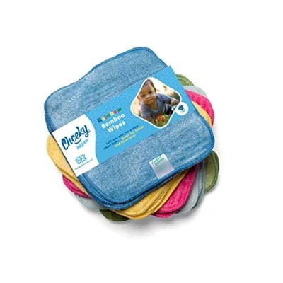 Afbeelding van Cheeky Wipes 25 wasbare regenboog bamboe badstofdoekjes, 15 x cm herbruikbaar meerkleurig pakket, perfect voor baby&#039;s handen en gezicht, absorberend, superzacht natuurlijk antibacterieel