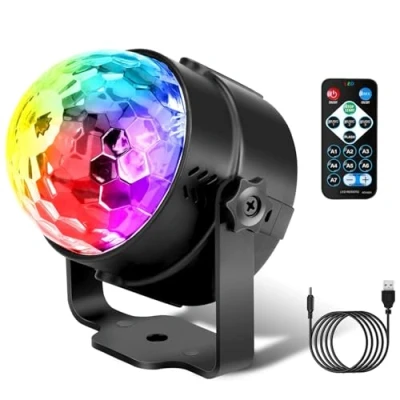 Afbeelding van Discobol, led discolampen, 360 graden roterende muziekgestuurde discolamp, partylicht met afstandsbediening, 3 W, RGB, dynamische disco lichteffecten, 85 cm, USB kabel voor feestjes, Halloween,