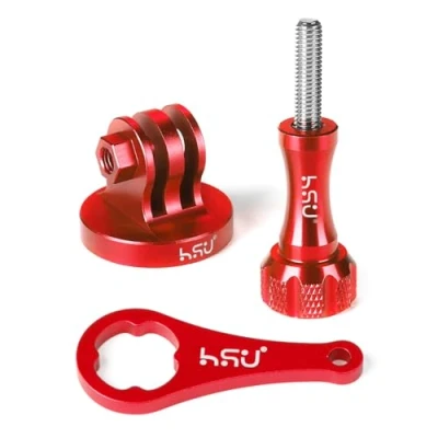 Afbeelding van HSU Aluminium statief Mount adapter voor GoPro, Hero 12/11/10/9/8/7/6/5/4/3 Action Camera Monopod met Duimschroef (rood)