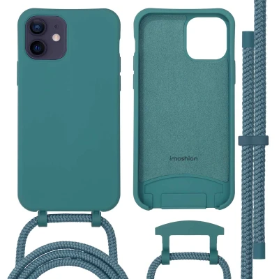 Afbeelding van Apple iPhone 12 MagSafe Hoesje Siliconen en TPU (zacht) imoshion Softcase/Koordhoesje/Backcover Donkergroen Telefoonhoesje Black Friday Deals