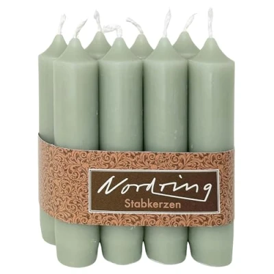 Afbeelding van Nordring 8 stuks staafkaarsen pastelgroen 2,2 x 11 cm hoog