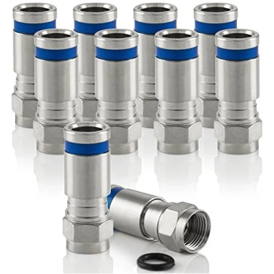 Afbeelding van Poppstar 10x SAT F Quick Koppelstuk, compressie Connector voor Coaxkabel, Antennekabel, Satellietkabel tot 7,5mm, Weerbestendig, Zilver