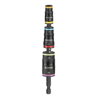 Afbeelding van Klein Tools 32933M 6 in 1 Impact Socket Set met 3 klapsockets, metrische zeskantmaten 7 mm tot 14 mm, magnetisch