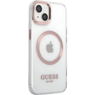 Afbeelding van Guess Translucent Back Case (MagSafe Compatible) Geschikt voor Apple iPhone 13 (6.1&quot;) Goud