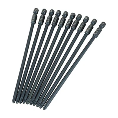 Afbeelding van 10 Stuks 150 Mm Lang Phillips Bits Schroevendraaier Set S2 Staal 1/4 Inch Hex Shank Kruiskop Ph2 Magneetbitset Schroevendraaierset