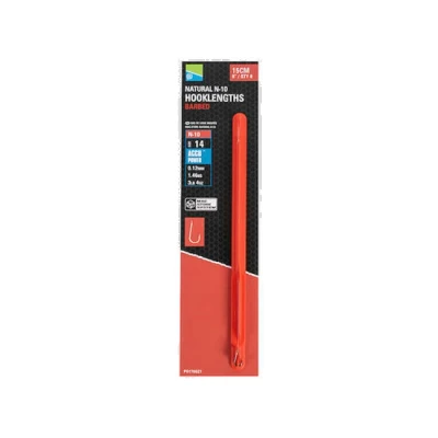 Afbeelding van Preston Natural N 10 Hooklenghts Barbed (8 pcs) Maat : 15cm haak 20 0.08mm