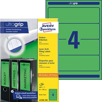 Afbeelding van Rugetiket Avery breed 61x192mm zelfklevend groen