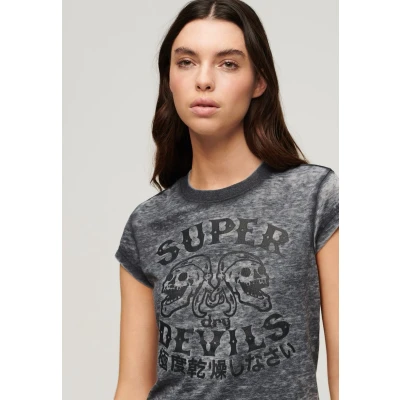 Afbeelding van Superdry Retro Rocker Short Sleeve Tshirt print, Dames, Maat: 40, Jet black