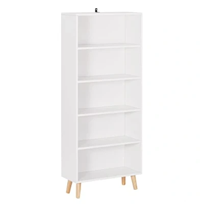 Afbeelding van WOLTU Boekenkast Opbergplank 60x24x144cm in MDF voor Woonkamer 5 Compartimenten Wit SK022ws